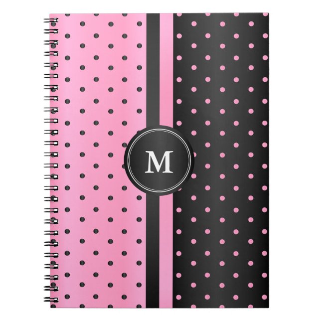 Rosa und schwarze Polka-Punkte Notizblock (Vorderseite)