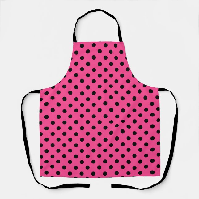 Rosa und schwarze Polka-Punkte Schürze (Vorderseite)