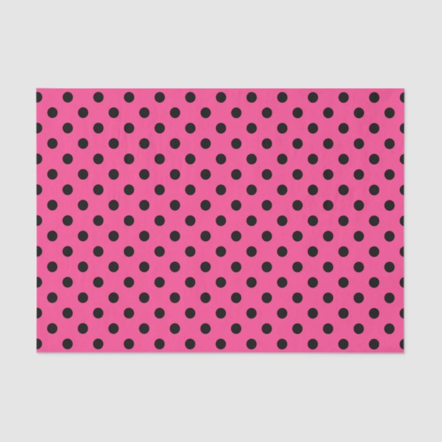 Rosa und schwarze Polka-Punkte Seidenpapier (Vorderseite)
