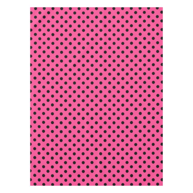 Rosa und schwarze Polka-Punkte Tischdecke (Vorderseite)