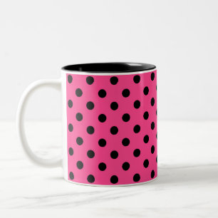 Rosa und schwarze Polka-Punkte Zweifarbige Tasse