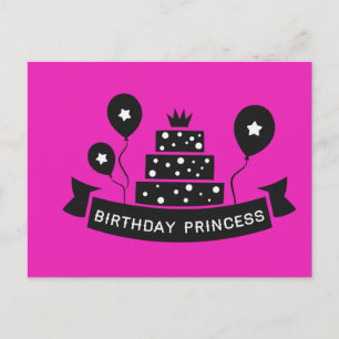 Rosa und Schwarze Prinzessin Geburtstag Feiertagspostkarte