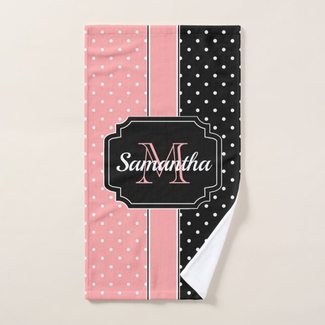 rosa und schwarze Punkte Badhandtuch Set (Handtuch)