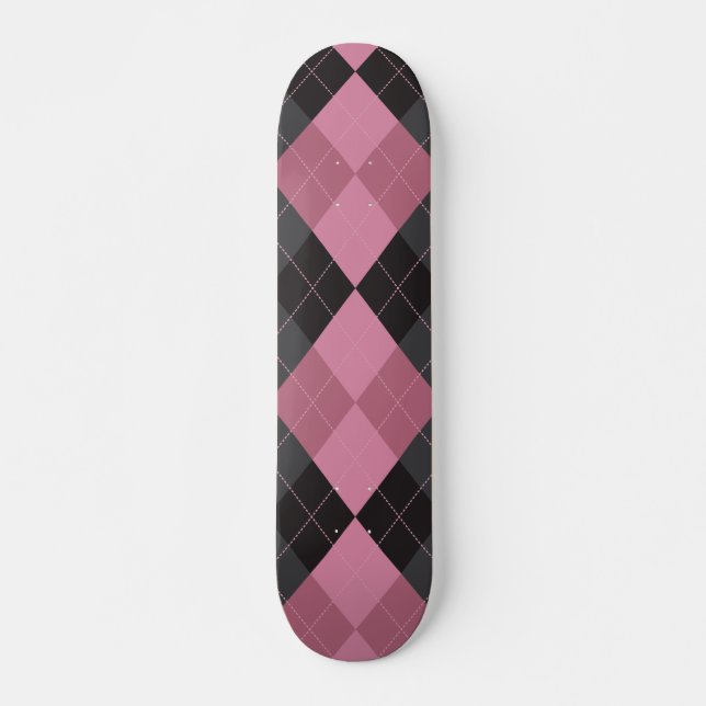 Rosa und schwarze Raute Skateboard (Vorne)