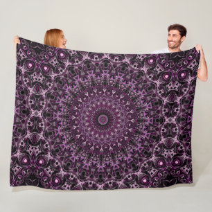Rosa und schwarze Rose Mandala mit Blumengeometrie Fleecedecke