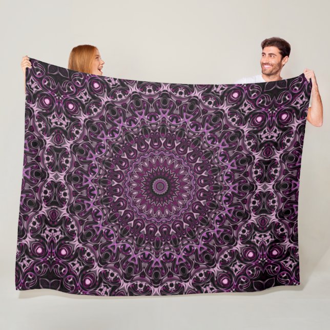 Rosa und schwarze Rose Mandala mit Blumengeometrie Fleecedecke (Beispiel)
