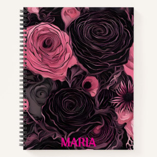 Rosa und schwarze Rose Notizbuch