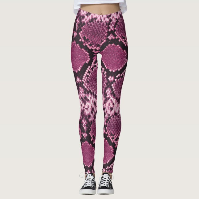 Rosa und schwarze Schlange Leggings (Vorderseite)