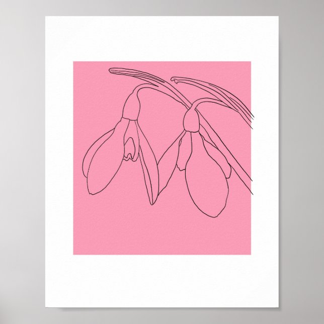 Rosa und schwarze Schneeglöckchenblume  Poster (Vorne)