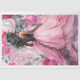 Rosa und schwarze Shabby Glam Dress 2 Dekoupage Pa Seidenpapier