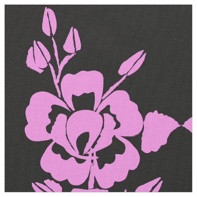 Rosa und schwarze Silhouette Baumwollstoff Stoff (Nahaufnahme)