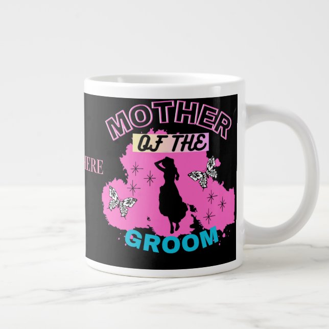 Rosa und schwarze Silhouette Mama Mutter des Raume Jumbo-Tasse (Rechts)