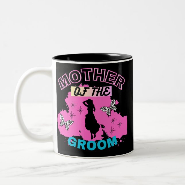 Rosa und schwarze Silhouette Mama Mutter des Raume Zweifarbige Tasse (Links)