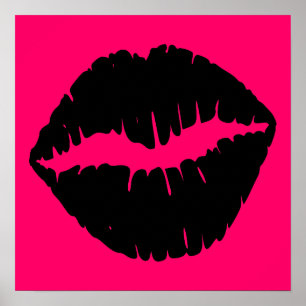 Rosa und schwarze Smooch Poster