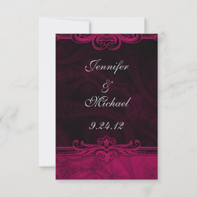 Rosa und schwarze Spitzen-Hochzeit speichern Sie d Save The Date (Vorderseite)