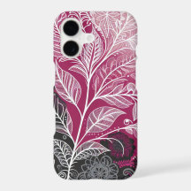 Rosa und schwarze Spitzenblatt-iPhone/iPad-Hülle