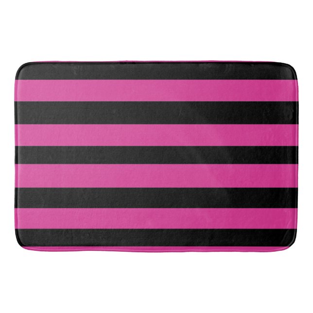 Rosa und schwarze Streifen  Badematte (Vorderseite)