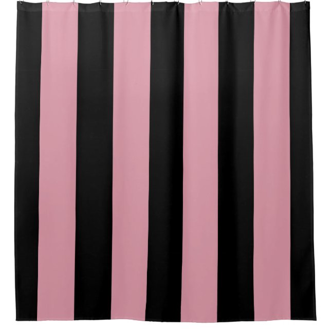Rosa und schwarze Streifen Duschvorhang (Vorderseite)