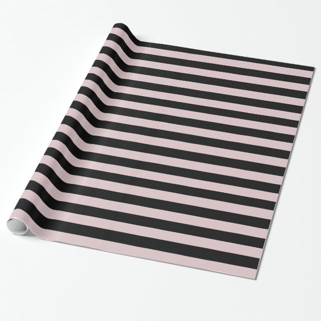 Rosa und schwarze Streifen Geschenkpapier (Ungerollt)