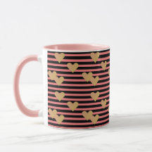 Rosa und schwarze Streifen Valentine Tasse