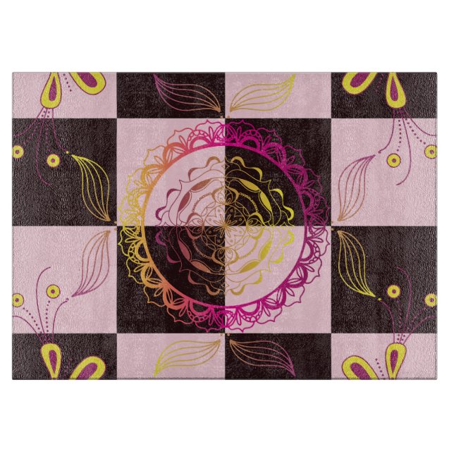 Rosa und schwarze Tafel, Grafik Schneidebrett (Vorderseite)