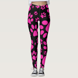 Rosa und schwarze Tatze-Drucke Leggings