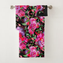 Rosa und schwarze Wasserfarbe Fuchsia Blüten