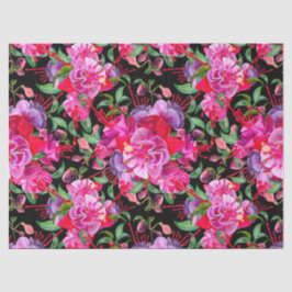 Rosa und schwarze Wasserfarbe Fuchsia Blüten Seidenpapier