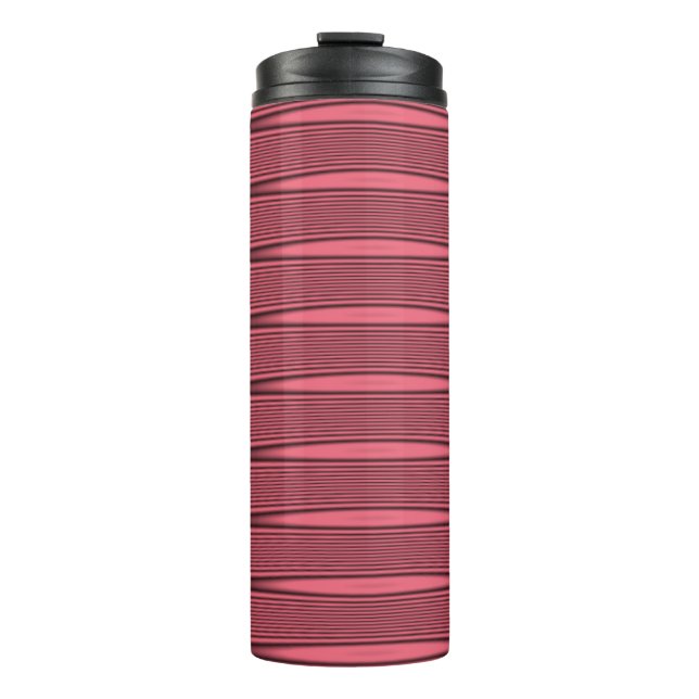 Rosa und schwarze wellige Linien Thermosbecher (Vorderseite)