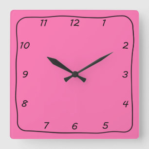 Rosa und schwarze Whimsical Simple Uhr