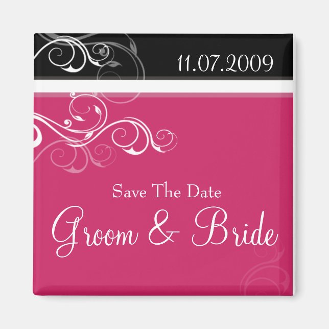 Rosa und schwarze Wirbel Magnet (Vorne)