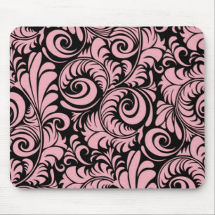 Rosa und schwarze Wirbel Mousepad