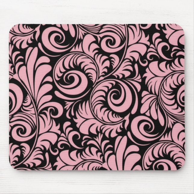 Rosa und schwarze Wirbel Mousepad (Vorne)