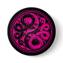 Rosa und schwarze Yin Yang Chinese-Drachen