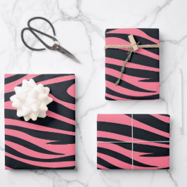 Rosa und schwarze Zebra Geschenkpapier Set
