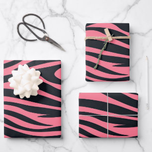 Rosa und schwarze Zebra Geschenkpapier Set