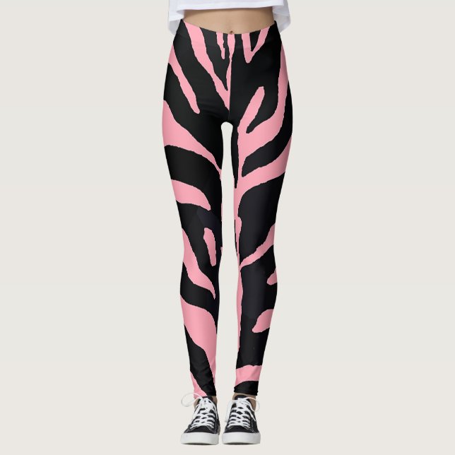 Rosa und schwarze Zebra-Leggings Leggings (Vorderseite)