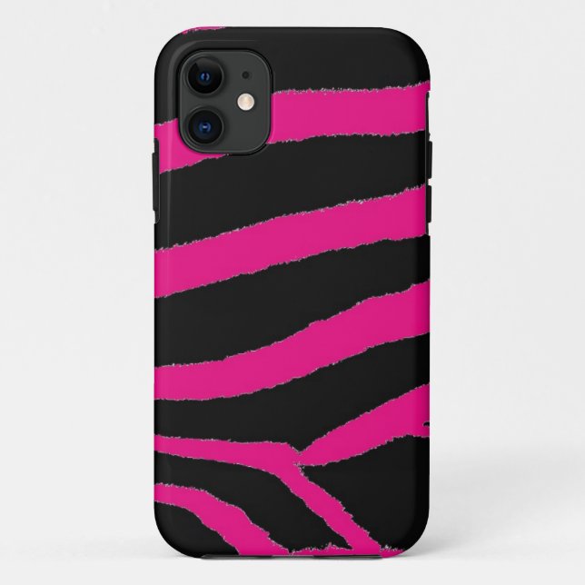 Rosa und schwarze Zebra-Pelzfarbe Case-Mate iPhone Hülle (Rückseite)