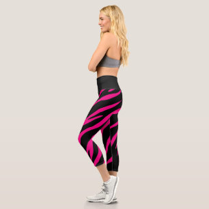Rosa und schwarze Zebrastreifen für Tiere mit hoh Capri Leggings