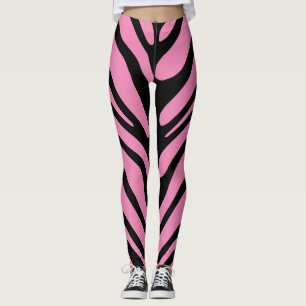 Rosa und schwarze Zebrastreifen Leggings