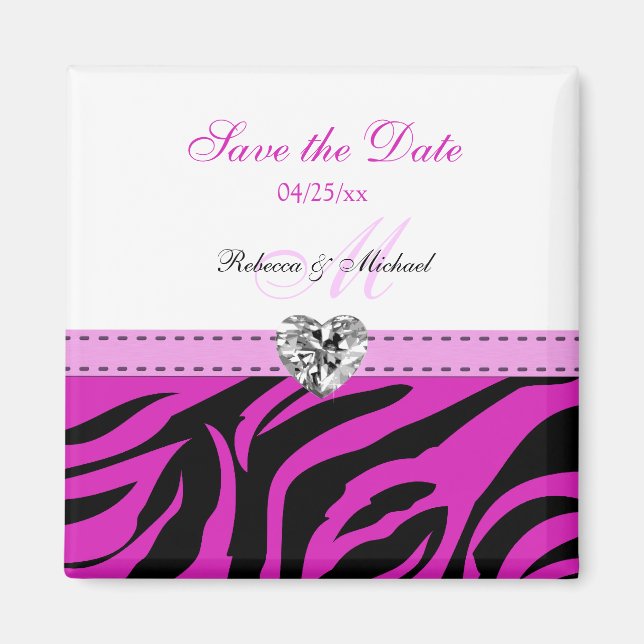 Rosa und schwarze Zebrastreifen Speichern Sie die  Magnet (Vorne)