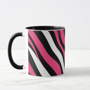 Rosa und schwarze Zebrastreifen Tasse