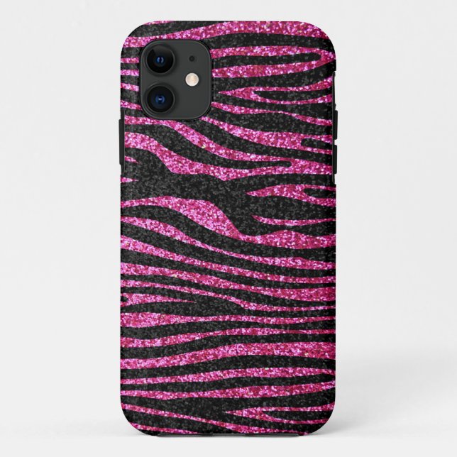 Rosa und schwarzer bling Zebra-Druck Case-Mate iPhone Hülle (Rückseite)