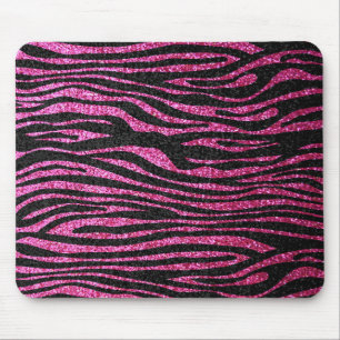 Rosa und schwarzer bling Zebra-Druck Mousepad