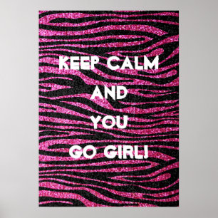 Rosa und schwarzer bling Zebra-Druck Poster