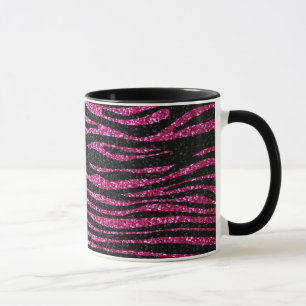 Rosa und schwarzer bling Zebra-Druck Tasse