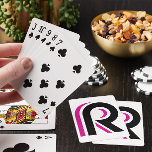 Rosa und schwarzer Buchstabe R Spielkarten