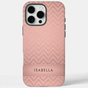 Rosa und schwarzer Chevron-Faux-Roségold-Folie-Mon iPhone 16 Pro Max Hülle