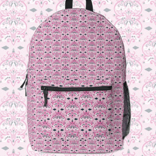 Rosa und schwarzer Damast Bedruckter Rucksack