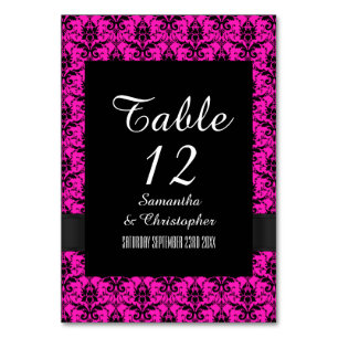 Rosa und schwarzer Damast Tischnummer